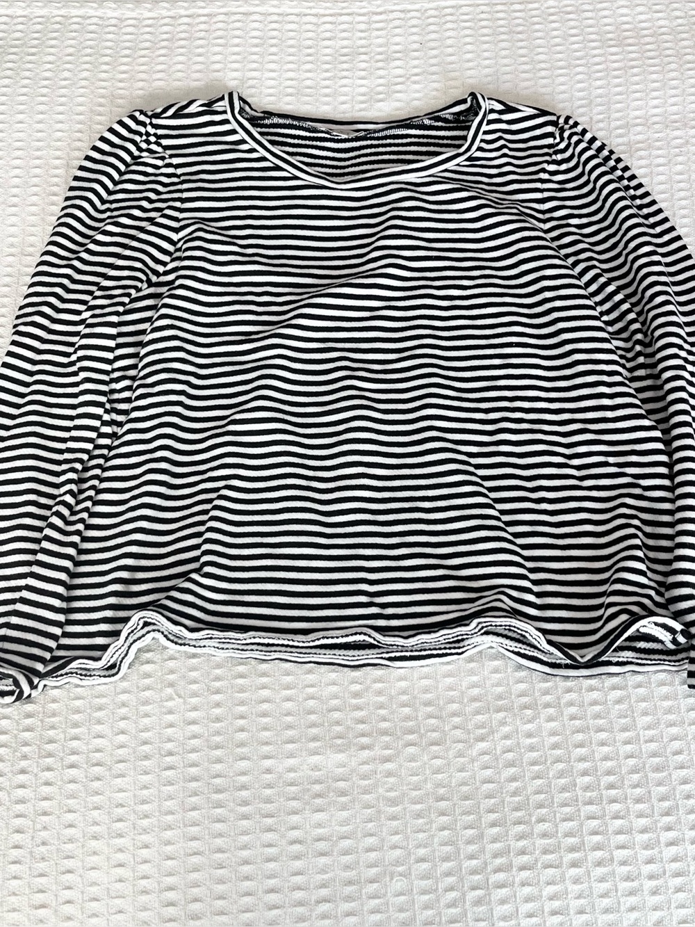 LOFT Black & White Striped Long Sleeve Tee XL